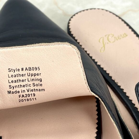 J. Crew Mules Womens 8 Black Leather Pointed Toe Sleek Minimalist Slip On Clogs - Picture 12 of 12